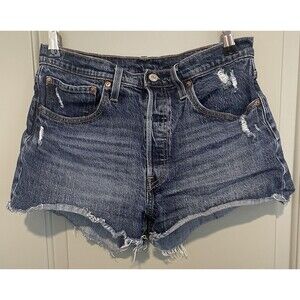 Levi’s 501 Women’s Denim Shorts Size 30 Medium Wash High Rise Button Fly Blue